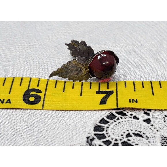 Sterling Silver and Amber Colored Glass Cabochon Screw Back Earrings - Picture 6 of 8